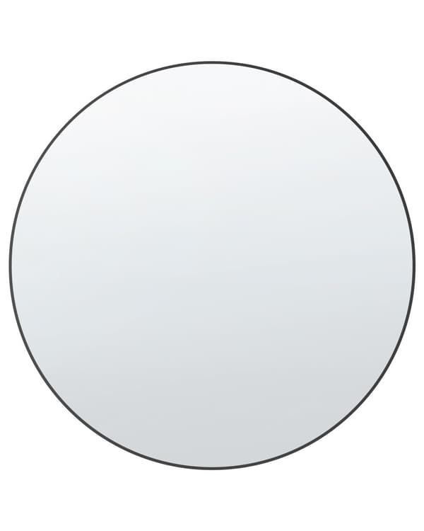 Speil Svart Glass ø 80 cm Rundt Dekorativt Veggmontert Moderne Innredning Tilbehør