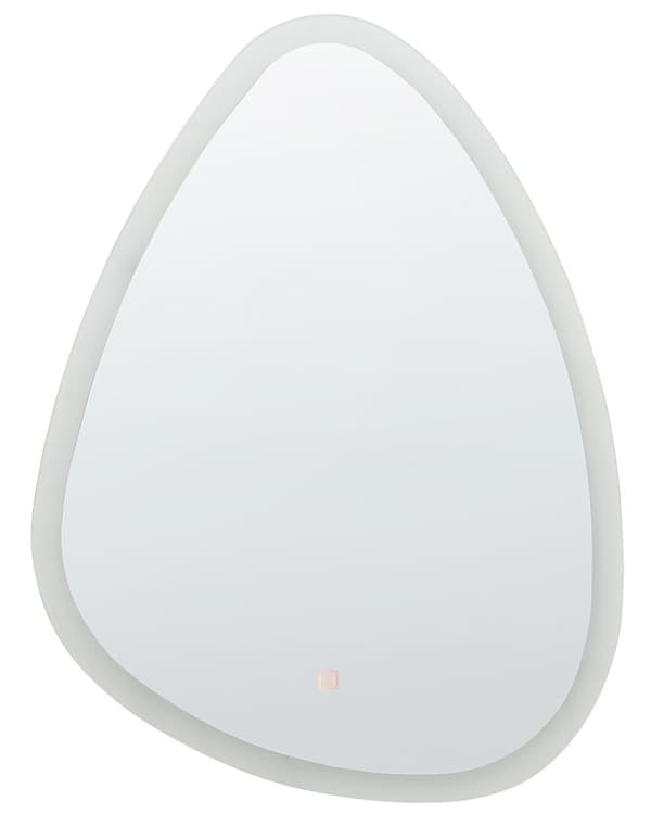 Kylpyhuoneen seinäpeili LED-valolla hopea ø 78 cm epäsymmetrinen moderni tyyli