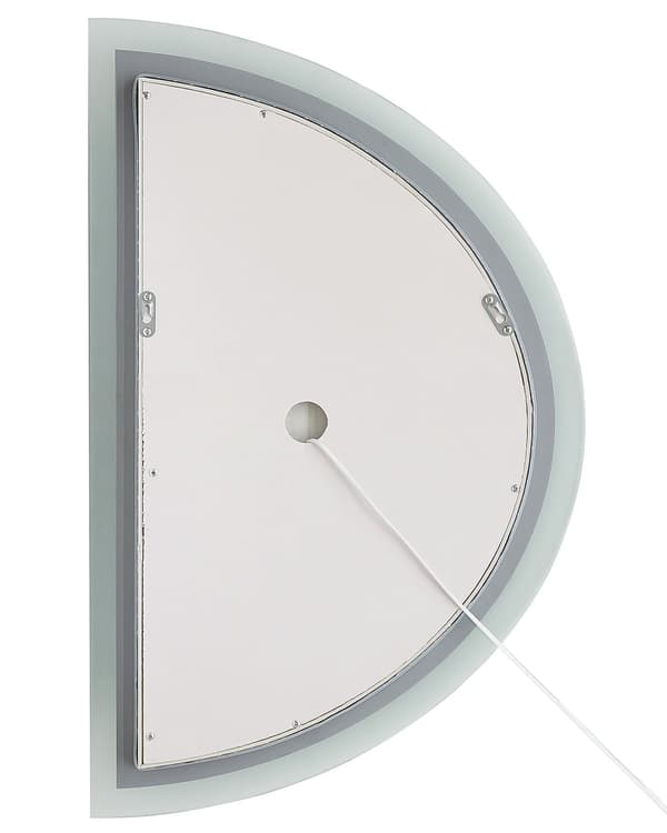Speil LED Sølv ø 80 cm Integrert lys Halvrund form Moderne Baderomsspeil Veggspeil