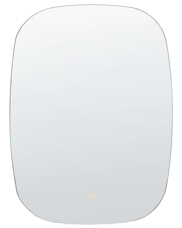 Speil LED Sølv ø 78 cm Integrert lys Oval form Moderne Baderomsspeil Veggspeil