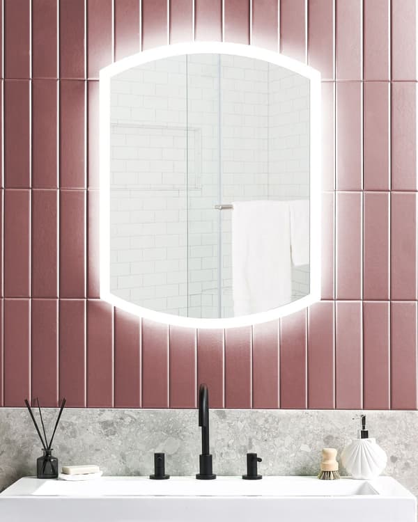 Speil LED Sølv ø 78 cm Integrert lys Oval form Moderne Baderomsspeil Veggspeil
