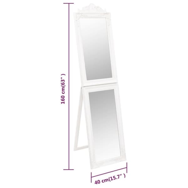 vidaXL Fristående spegel vit 40x160 cm