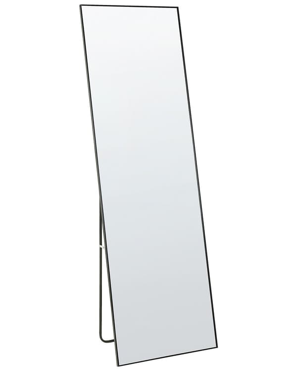Stående spejl Sort aluminiumsramme 50 x 156 cm med stativ Moderne design indrammet i fuld længde