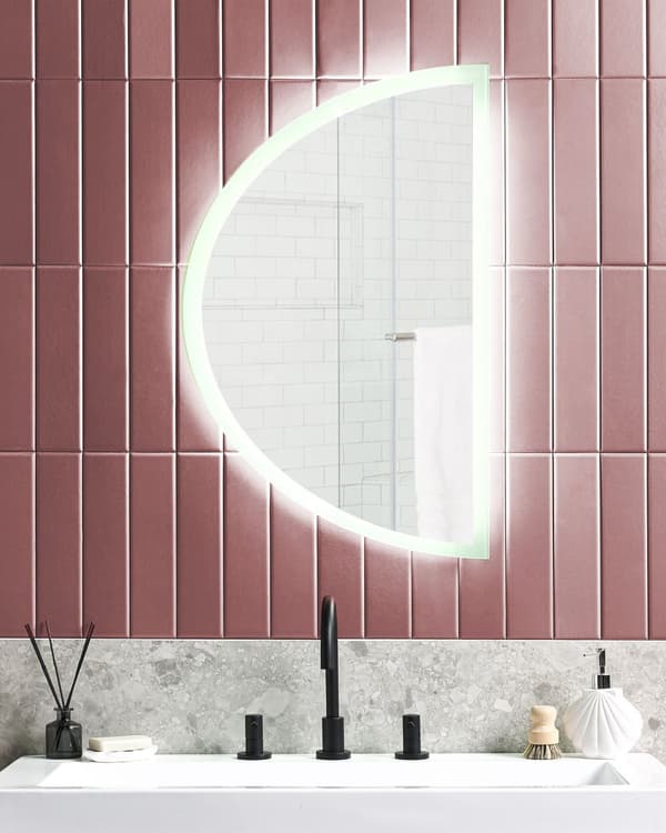 Hængende LED-spejl ø 80 cm Halvrundt Moderne Moderne Badeværelse Vask Vægmonteret Make-up Soveværelse