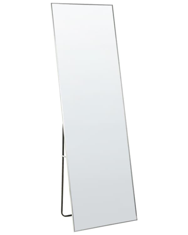 Stående spejl sølv aluminiumsramme 50 x 156 cm med stativ Moderne design indrammet i fuld længde