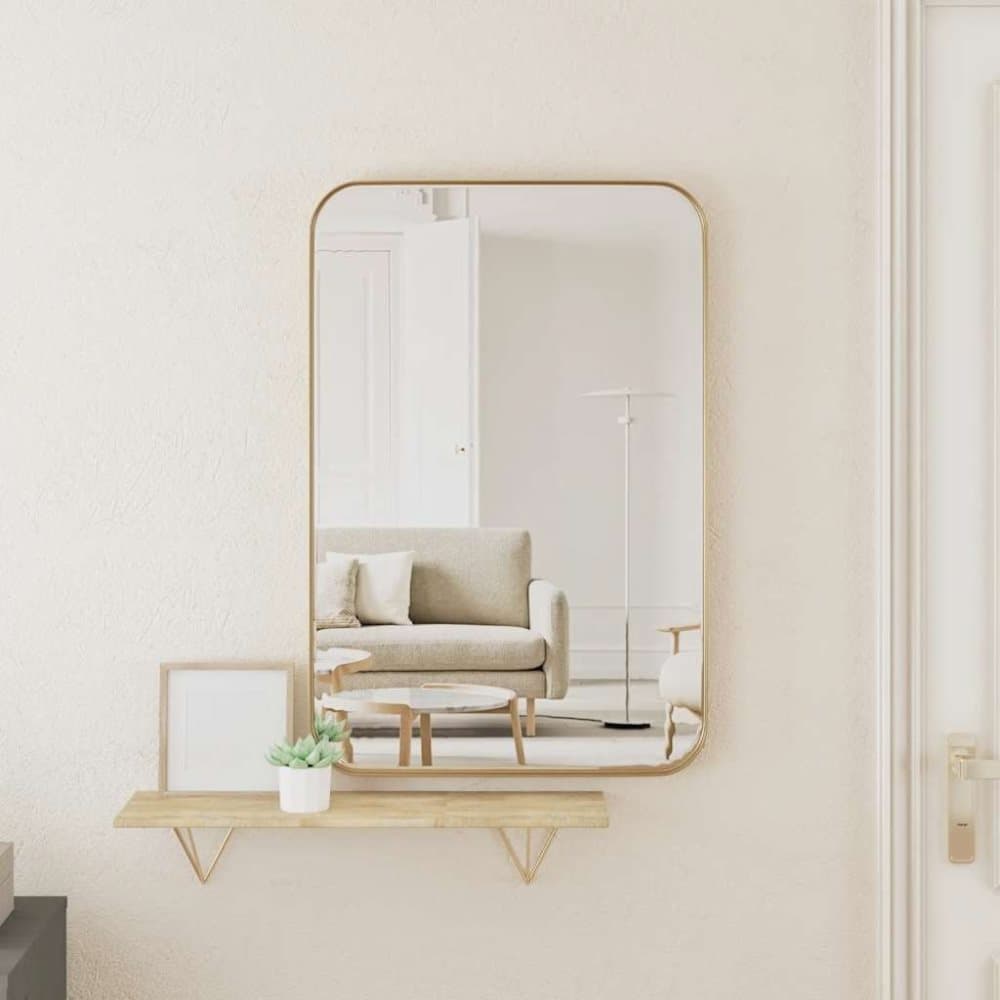 vidaXL Väggmonterad spegel guld 40x60 cm rektangulär