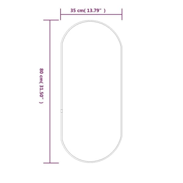 vidaXL vægspejl 80x35 cm oval sølvfarvet