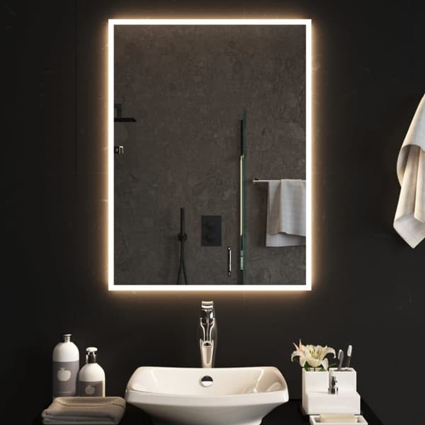 vidaXL badeværelsesspejl med LED-lys 60x80 cm