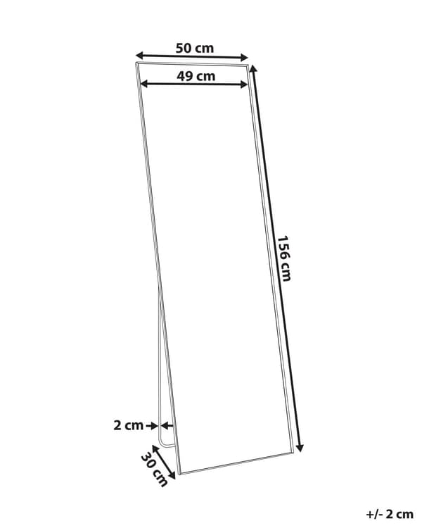 Golvspegel Guld Aluminiumram 50 x 156 cm med Stativ Modern Design Inramad Helkropps