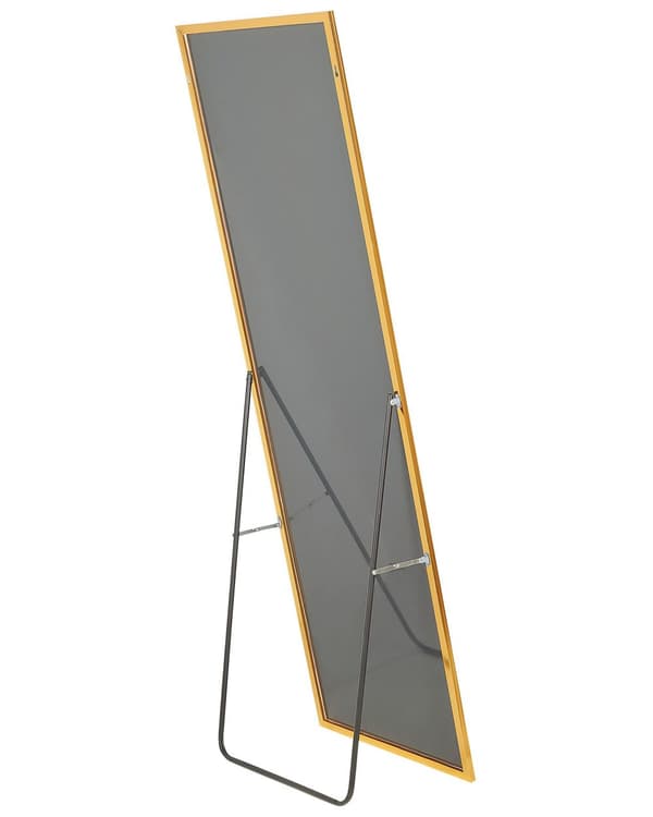 Golvspegel Guld Aluminiumram 50 x 156 cm med Stativ Modern Design Inramad Helkropps