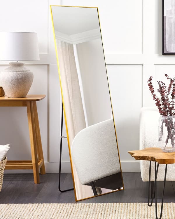 Golvspegel Guld Aluminiumram 50 x 156 cm med Stativ Modern Design Inramad Helkropps