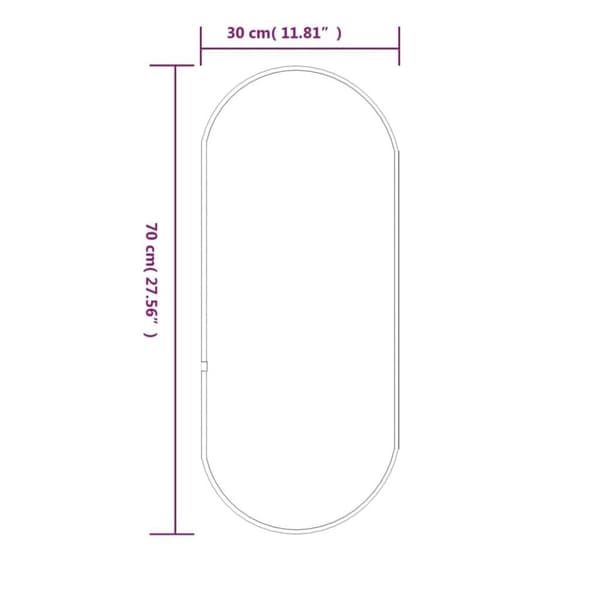 vidaXL Väggspegel svart 70x30 cm oval