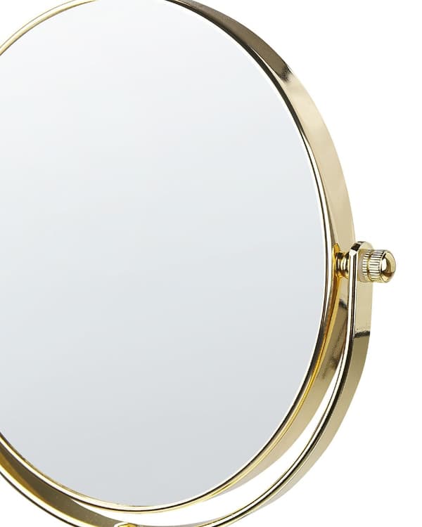 Sminkspegel Guld Metall ø 20 Dubbelsidig Vändbar Sminkbord Spegel Elegant Glamourdesign Sovrum Vardagsrum