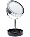 Miniatyrbild 7 av 9: Sminkspegel Silver och Svart Järn Metallram Keramikbas ø 26 cm med LED-ljus 1x/5x Förstorande Dubbelsidig