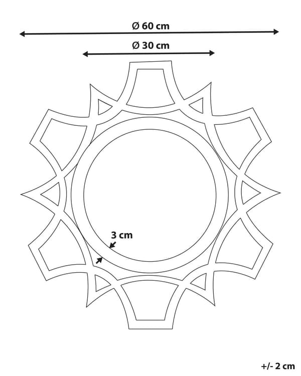Speil Lyst tre MDF Trefiner ø 60 cm Rund form med ramme Dekorativt Håndlaget Skandinavisk stil Veggspeil