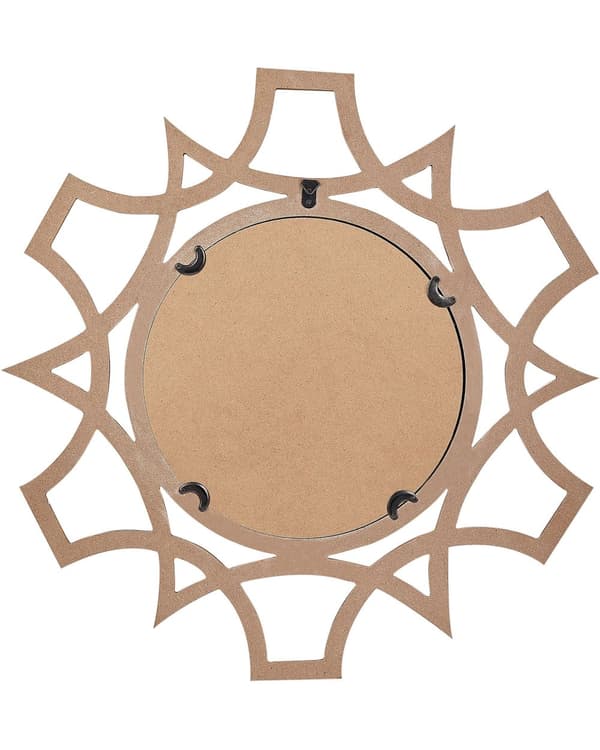 Speil Lyst tre MDF Trefiner ø 60 cm Rund form med ramme Dekorativt Håndlaget Skandinavisk stil Veggspeil