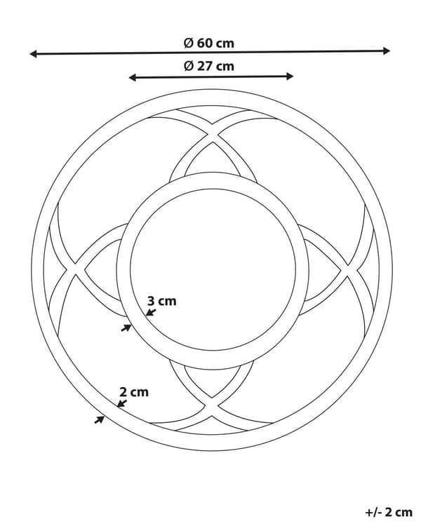 Speil Lyst tre MDF Trefiner ø 60 cm Rund form med ramme Dekorativt Håndlaget Skandinavisk stil Veggspeil