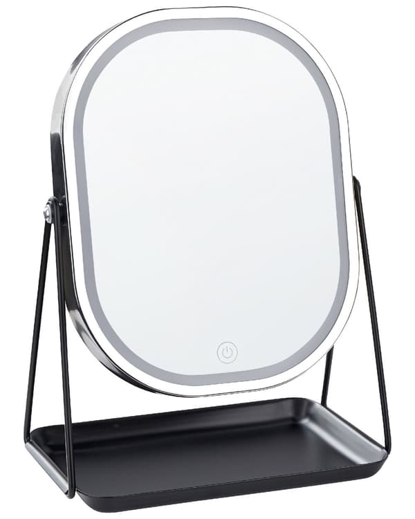 Sminkspegel Silver Metall 20 x 22 cm Sminkbord LED-Spegel Modern Design Dekorativ Badrum Vardagsrum