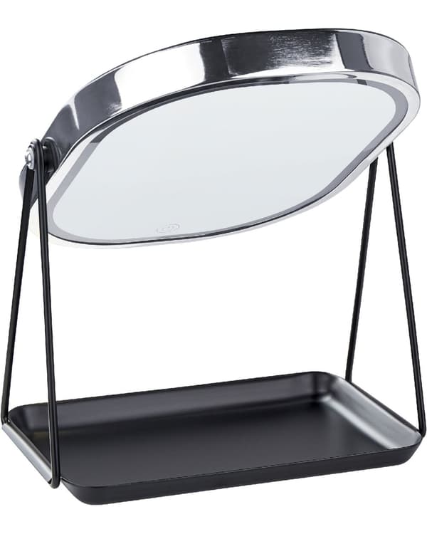 Sminkspegel Silver Metall 20 x 22 cm Sminkbord LED-Spegel Modern Design Dekorativ Badrum Vardagsrum