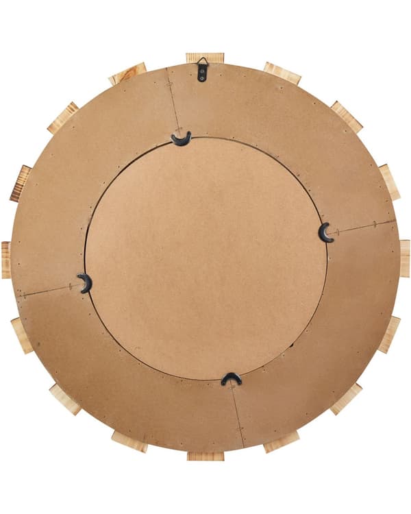 Väggspegel Ljust Trä MDF ø 66 cm Rund Dekorativ Handgjord Accentstycke Skandinavisk Stil