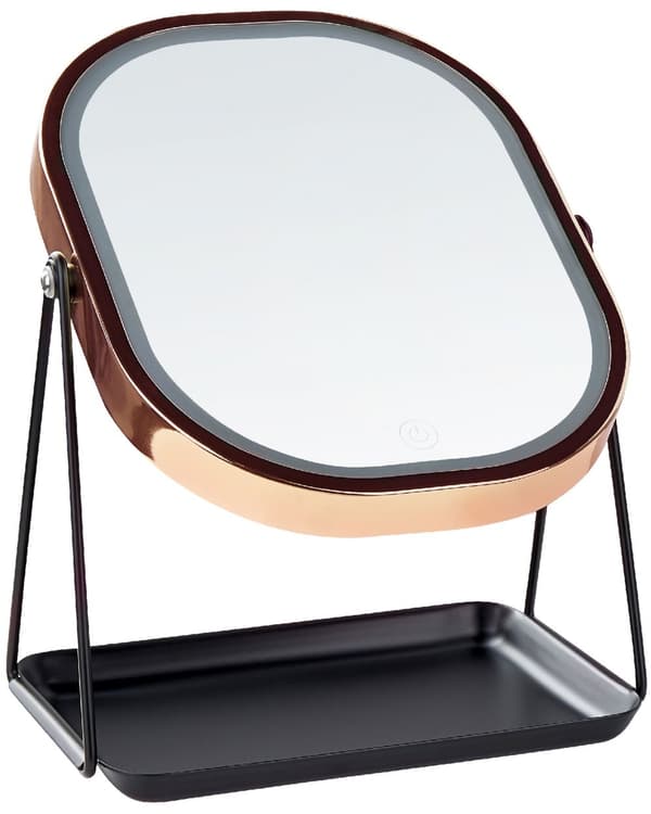 Sminkspegel Roséguld Metall 20 x 22 cm Sminkbord LED-Spegel Modern Design Dekorativ Badrum Vardagsrum
