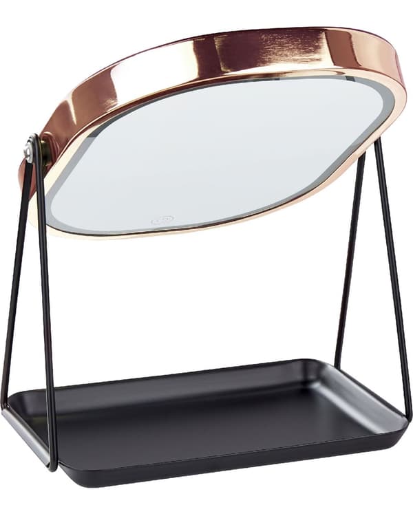 Sminkspegel Roséguld Metall 20 x 22 cm Sminkbord LED-Spegel Modern Design Dekorativ Badrum Vardagsrum