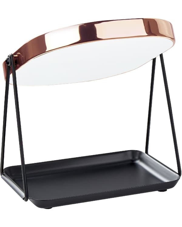 Sminkspegel Roséguld Metall 20 x 22 cm Sminkbord Dubbelsidig Förstoringsspegel Dekorativ Vardagsrum Badrum Sovrum