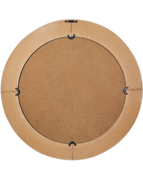 Vægspejl Hvid MDF ø 60 cm Dekorativ Rundt Spejl til Væg Design Entrespejl med Ramme Håndlavet Dekoration Glamour