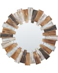 Miniatyrbillede 1 af 5: Vægspejl Lyst Træ MDF ø 60 cm Dekorativ Væghængt Rundt Spejl til Væg Design Entrespejl med Ramme Håndlavet Dekoration Glamour