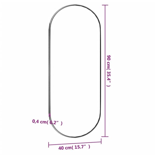 vidaXL Veggspeil 40x90 cm glass oval