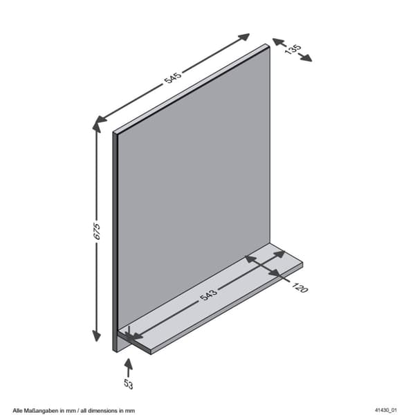 FMD væghængt spejl med hylde 54,5x13,5x67,5 cm egetræ