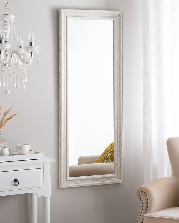 Veggspeil Beige med Sølv 50 x 130 cm Vertikal Stue Soverom Kommode Gesso Finish