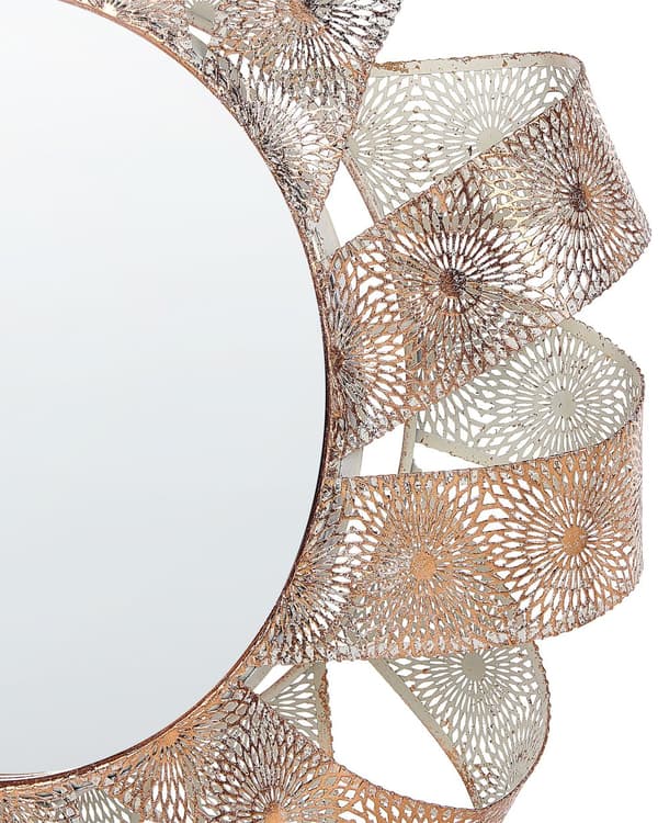 Veggspeil hvit med kobber 54 cm rund spiralformet ramme Dekorativ Stue Soverom