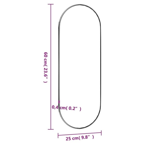 vidaXL Väggspegel 25x60 cm glas oval