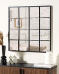 Miniatyrbilde 2 av 5: Speil Svart Metall Glass 78 x 78 cm Vindusformet Metallramme Industriell stil Moderne Dekorativt Veggspeil