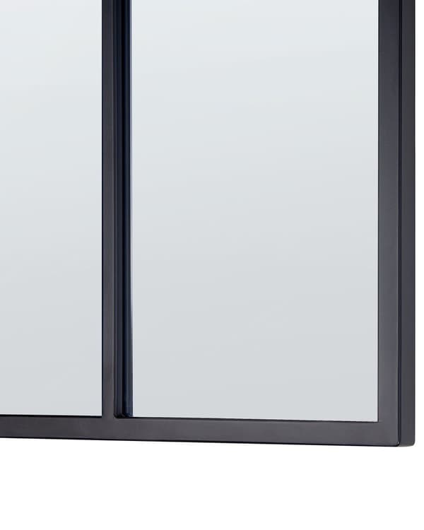 Väggmonterad Spegel Svart Metall Glas 38 x 132 cm Fönsterformad Rektangulär Metallram Industriell Modern