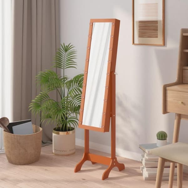 vidaXL fritstående spejl med LED 34x37x146 cm hvid