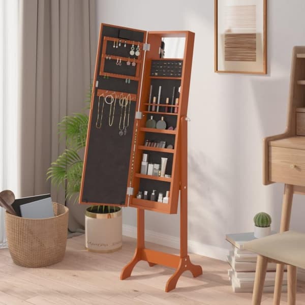 vidaXL fritstående spejl med LED 34x37x146 cm hvid
