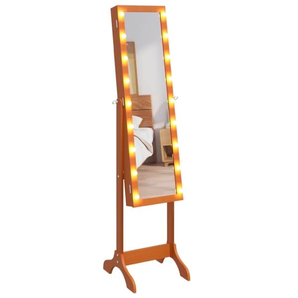 vidaXL fritstående spejl med LED 34x37x146 cm hvid