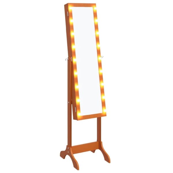 vidaXL fritstående spejl med LED 34x37x146 cm hvid