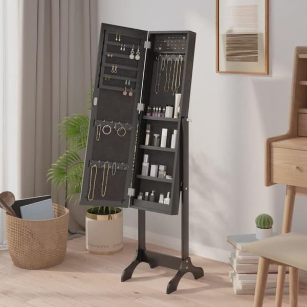 vidaXL fritstående spejl 34x37x146 cm sort