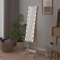 Miniatyrbild 3 av 11: vidaXL Fristående spegel med LED vit 34x37x146 cm