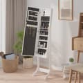 Miniatyrbild 5 av 11: vidaXL Fristående spegel med LED vit 34x37x146 cm