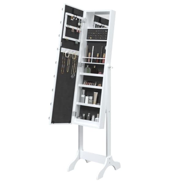 vidaXL Fristående spegel med LED vit 34x37x146 cm