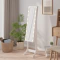 Miniatyrbild 1 av 11: vidaXL Fristående spegel med LED vit 34x37x146 cm