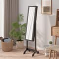 Miniatyrbild 4 av 11: vidaXL Fristående spegel med LED svart 34x37x146 cm