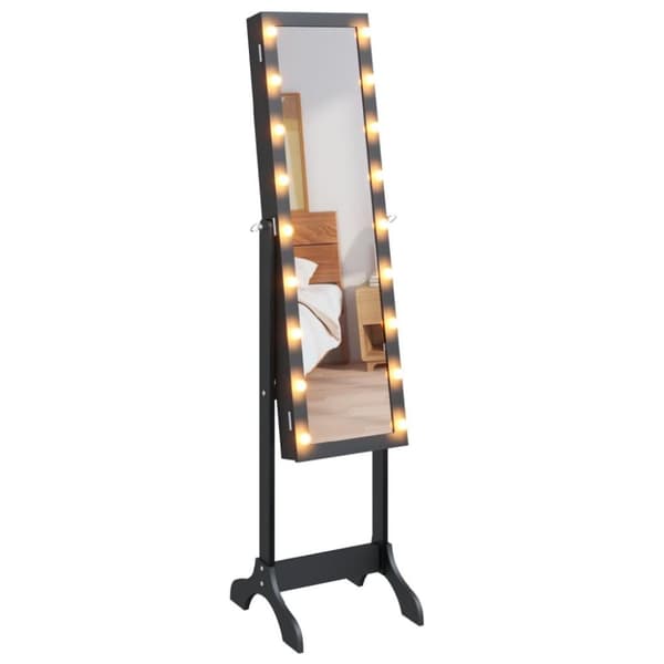 vidaXL Fristående spegel med LED svart 34x37x146 cm