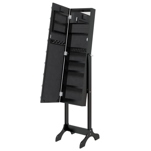 vidaXL Fristående spegel med LED svart 34x37x146 cm