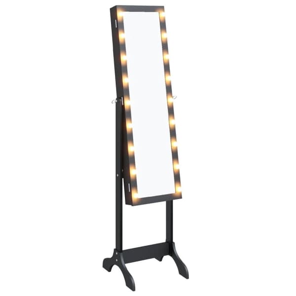 vidaXL Frittstående speil med LED svart 34x37x146 cm