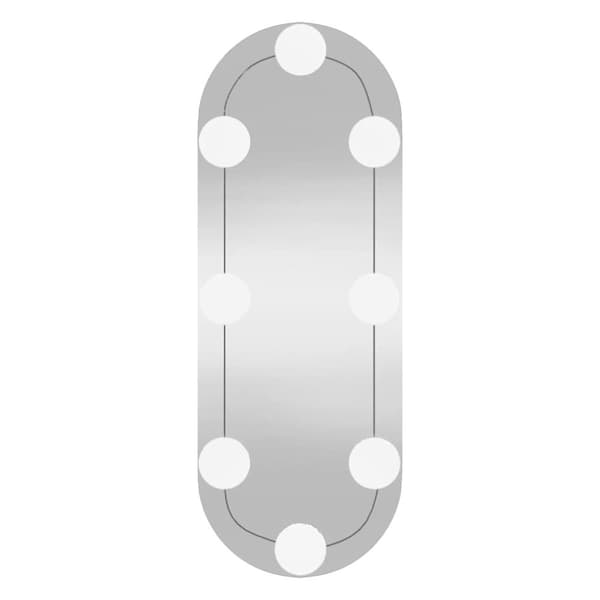 vidaXL Väggspegel med LED-belysning 15x40 cm glas oval